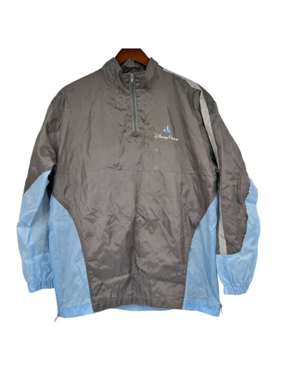Disney Parks Gray & Blue Windbreaker Jacket With Half Zip & Logo XS / small